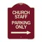 Signmission Church Staff Parking W/ Right Arrow Heavy-Gauge Aluminum Sign, 24" x 18", BU-1824-24258 A-DES-BU-1824-24258 - alternate 1